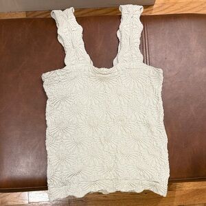 Textured Cream Sleeveless Top